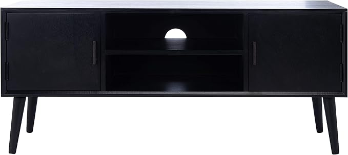 SAFAVIEH Sorrel TV Stand for up to 55" Flatscreen – Black, 2 Doors - Image 4