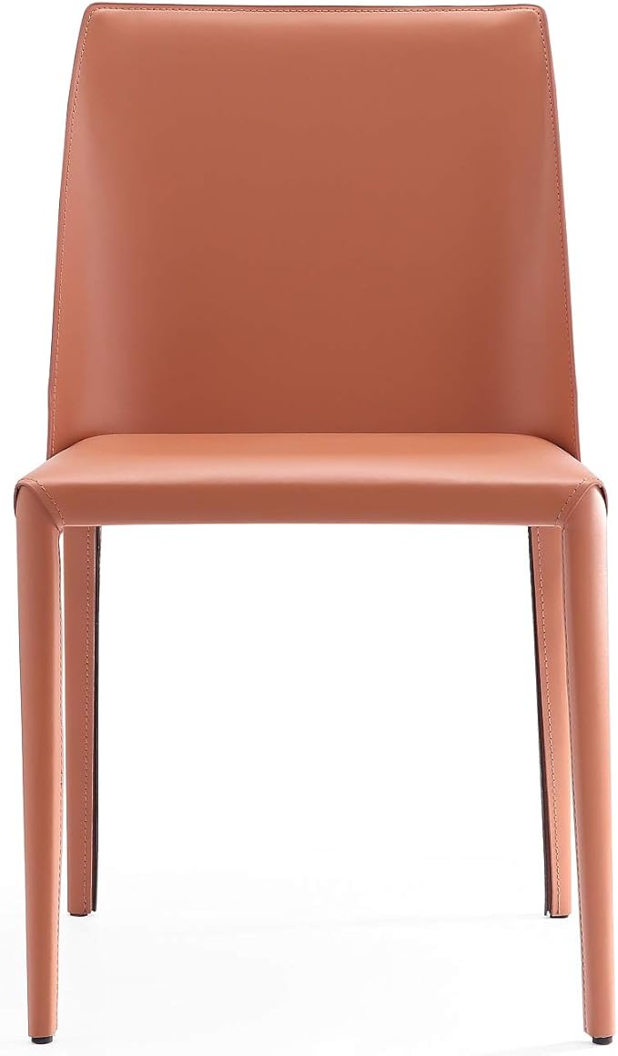 Manhattan Comfort Paris Modern Saddle Leather Dining Chairs, Metal Frame - Image 4