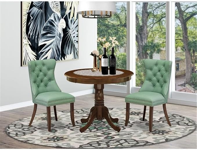 East West Furniture ANDA3-AWA-22 3 Piece Kitchen Table & Chairs Set Includes a - Image 2