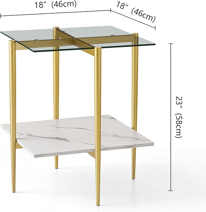 Square Glass End Table, Mid-Century Modern Design Sofa Table, - Image 2