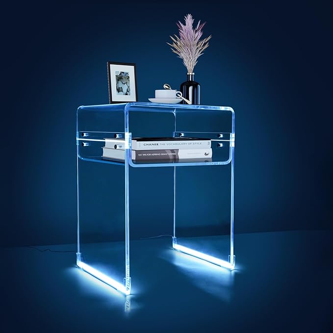 Clear Acrylic End Table 2-Tier Bedside Nightstand - Image 7