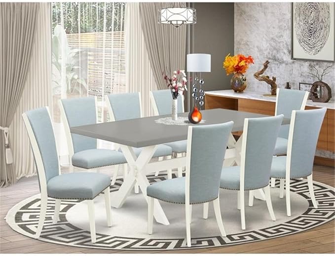 East West Furniture X097VE215-9 9 Piece Dining Room Set Includes a Rectangle - Image 2