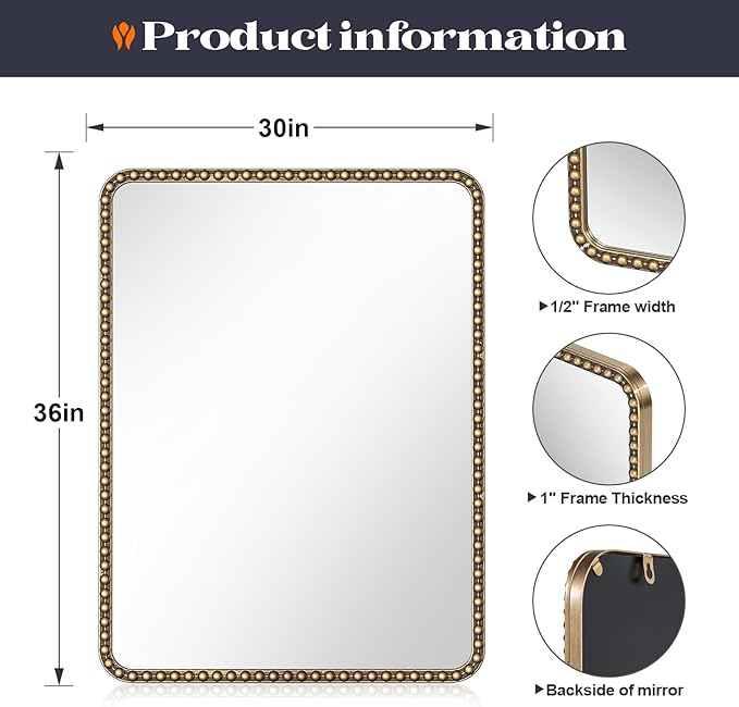 30"x36" Antique Brass Mirror - Image 2