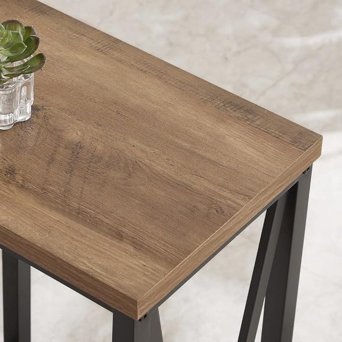 FOLUBAN Side Table with Storage Shelf, Rustic End Table - Image 4