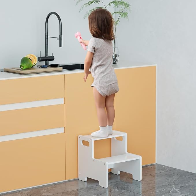 Wooden Step Stool for Kids/Adults, Supports 300 lbs Kids Toddler Stepping Stool - Image 6