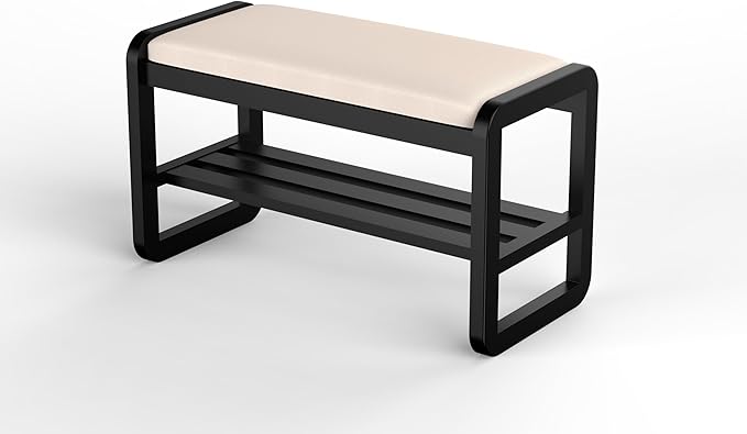 Solid Wood Shoe Rack, 2 Tier Shoe Storage Bench by Unknown