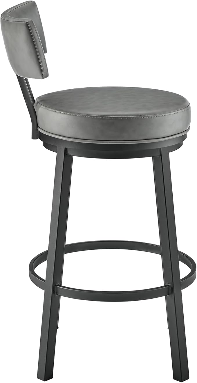 Armen Living Dalza Swivel Counter or Bar Stool in Black Finish - Image 5