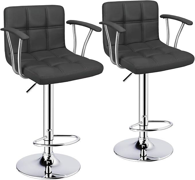 Bar Stools Set of 2, Armrest Adjustable Swivel Barstools by ERGOSEAT