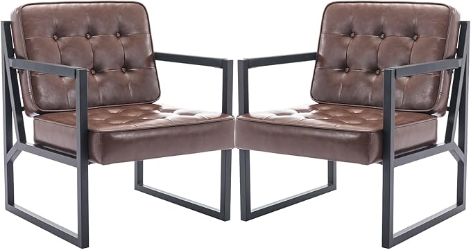 COLAMY Mid Century Modern Accent Chair Set of 2, Comfy Living Room Chair - Image 9
