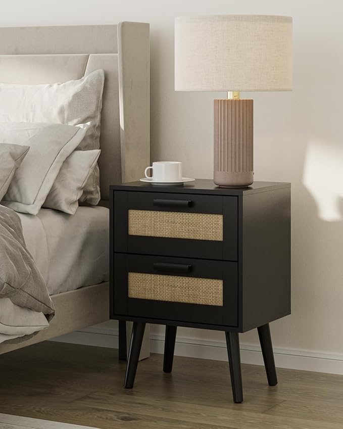 Masupu Rattan Night Stand, Modern nightstand Boho Bedside Table by Masupu