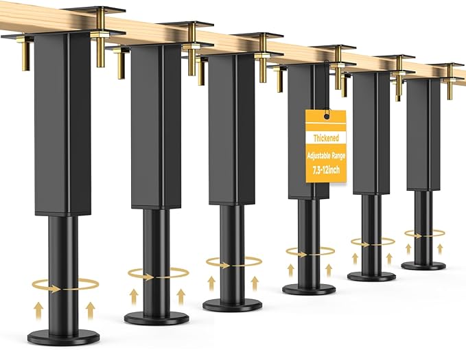 6PCS Adjustable Height Bed Support Legs, 7.3-12 In, Metal Heavy Furniture Legs by NESAPTO