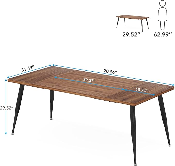 LITTLE TREE 70.9 Inch Large Rectangular Dining Table Kitchen Furniture - Image 3
