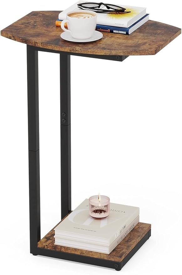 Hosfais Small Side Table End Table, C Shaped Barrel Coffee Table by HosfaisHome
