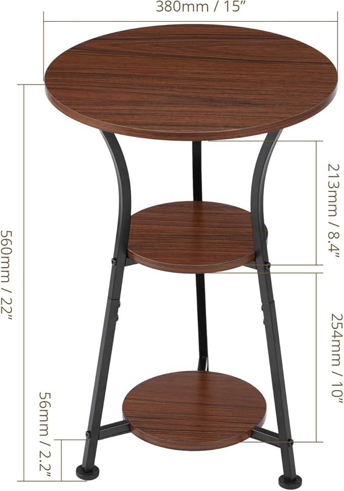 Dulcii Round Side Table for Narrow and Small Spaces, 3 Tier Small Round End - Image 3