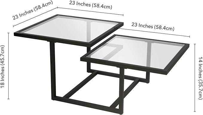 Henn&Hart 43" Wide Square Coffee Table in Blackened Bronze, Modern coffee tables - Image 3