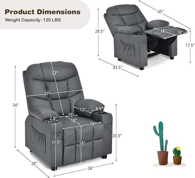Costzon Kids Recliner Chair - Image 3