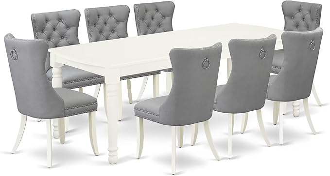 East West Furniture DODA9-LWH-27 9 Piece Modern Dining Table Set Includes a by EastWestFurniture