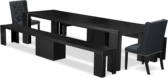 X02FO-206-24 - 5-piece Modern Dining Table Set a Rectangular Dining Table and 2 - Image 2