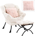 Lazy Chair with Ottoman, Modern Lounge Accent Chair with Armrests and a Throw by HomeEastllyHome