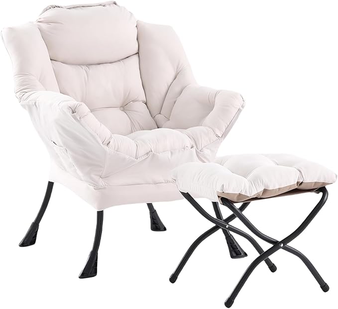 Lazy Chair with Ottoman, Modern Chair with Folding Footrest, Lounge Accent Chair - Image 8