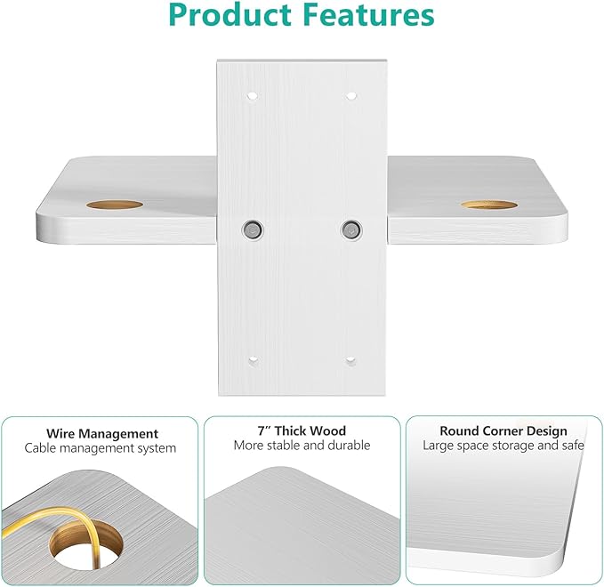 WALI Floating TV Shelves for Wall, Projector Shelf Holds Up to 22lbs, Wooden - Image 4