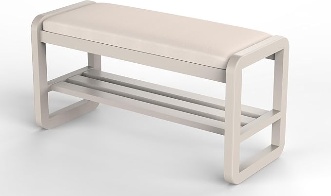 Solid Wood Shoe Rack, 2 Tier Shoe Storage Bench by Unknown