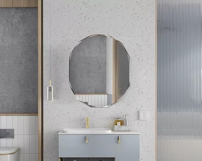 Single Beveled Edge Frameless Wall Mount Bathroom Vanity Mirror, 20” X 28” - Image 2