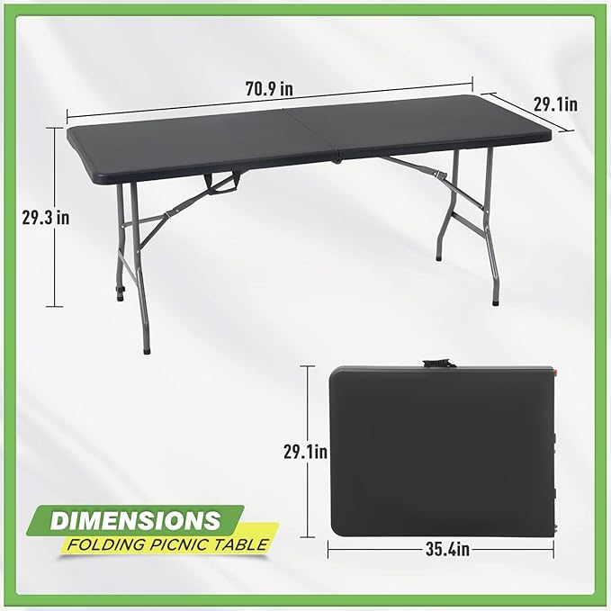BestOffice Outdoor Folding Camping Table Plastic Table Portable Square Height - Image 3