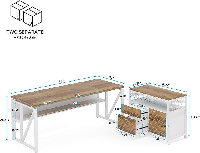 Tribesigns L Shaped Desk with Drawer, 2 Piece Home Office Furniture - Image 7
