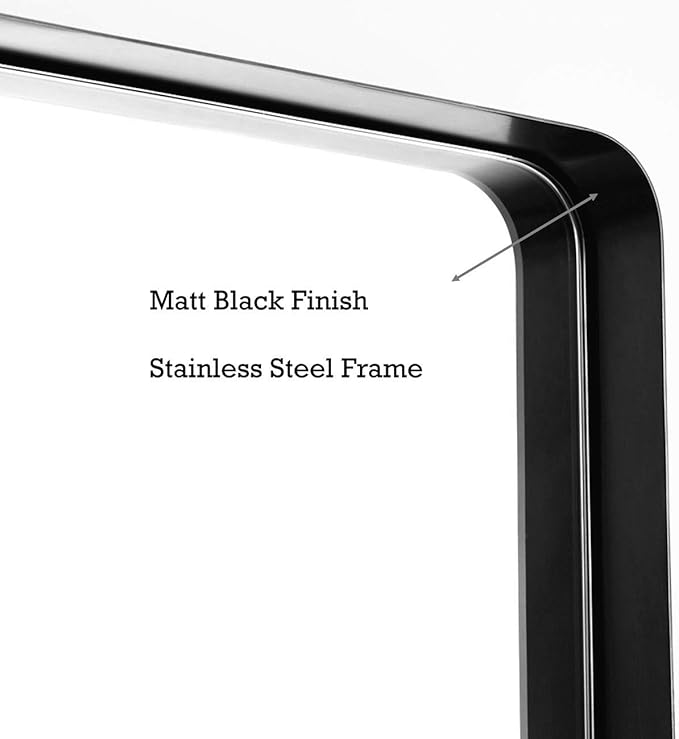 TEHOME 24x36 Matt Black Metal Framed Bathroom Mirror - Image 7