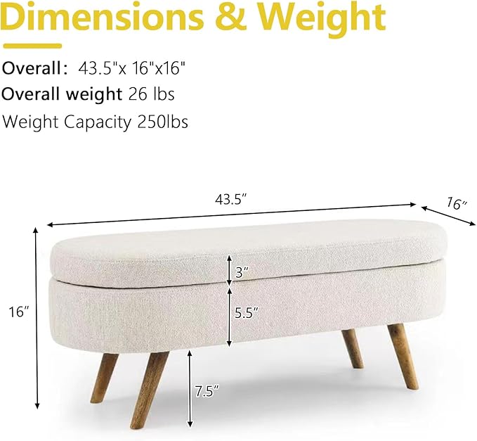 NicBex Ottoman Bench with Storage - Image 3