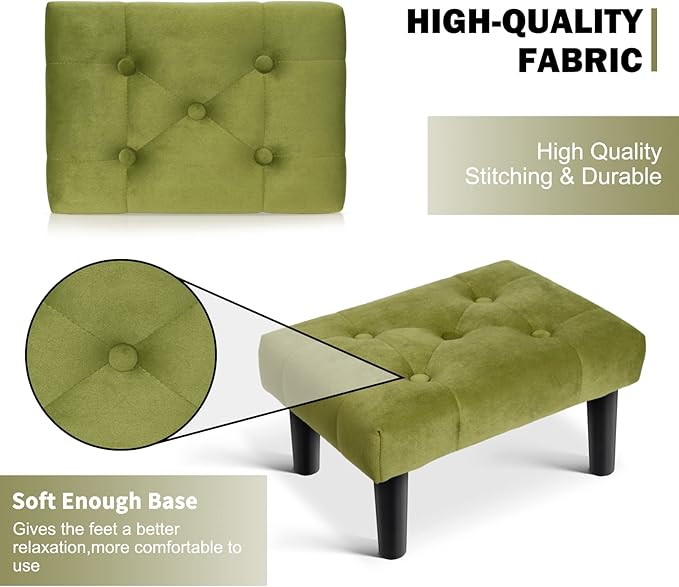 HOUCHICS Small Footstool Ottoman, Velvet Soft Footrest Ottoman - Image 5