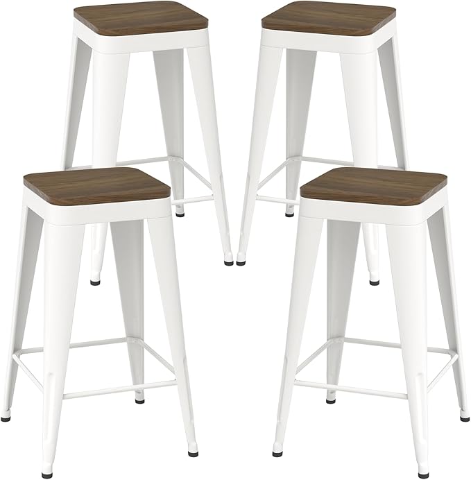 30 inch Backless Bar Stools Set of 4, Indoor Metal Bar Stools by Vinahomar