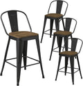 Metal Bar Stools Set of 4, High Back Bar Stools by Vinahomar