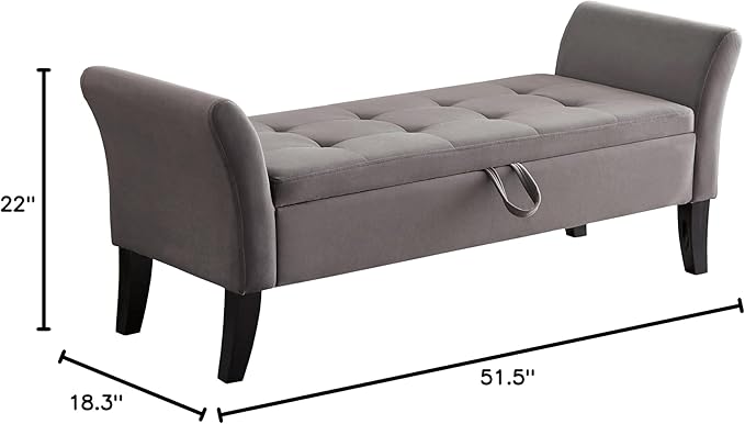 Furniliving 51” Bedroom Bench, End of Bed Bench - Image 2