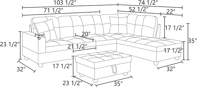NicBex Sectional Couch 3 Pieces Sofa Set - Image 2