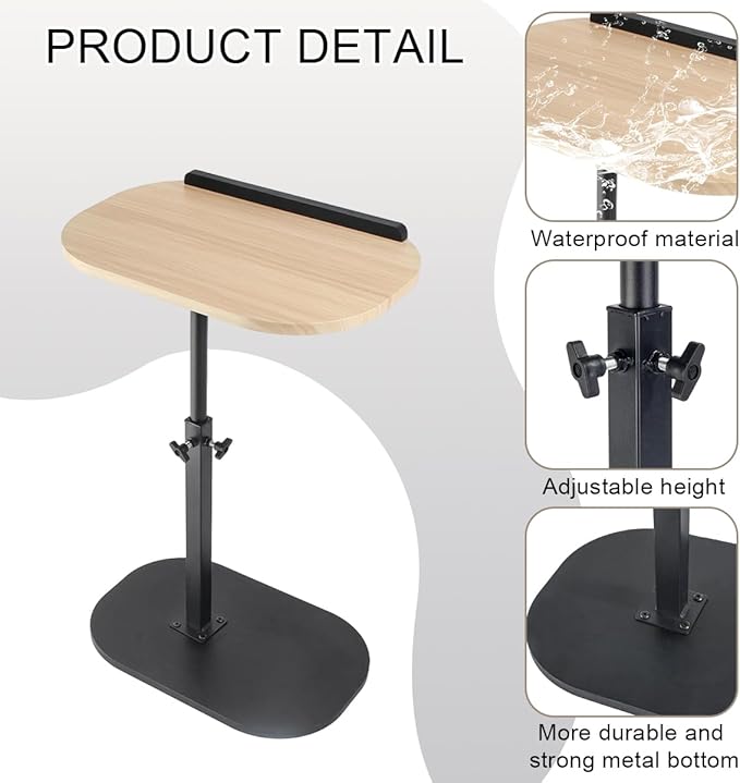Comeon C-Shaped Tv Tray Pedestal Side Table, End Table Adjustable Height in - Image 4