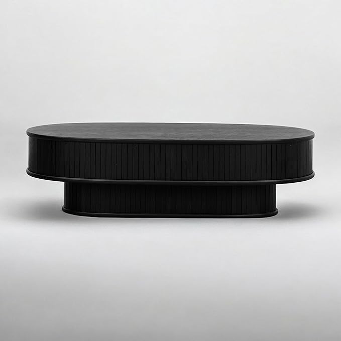 NTC Stream DOU Coffee Table, Modern Double-Layer Oval Wooden Center Table - Image 7