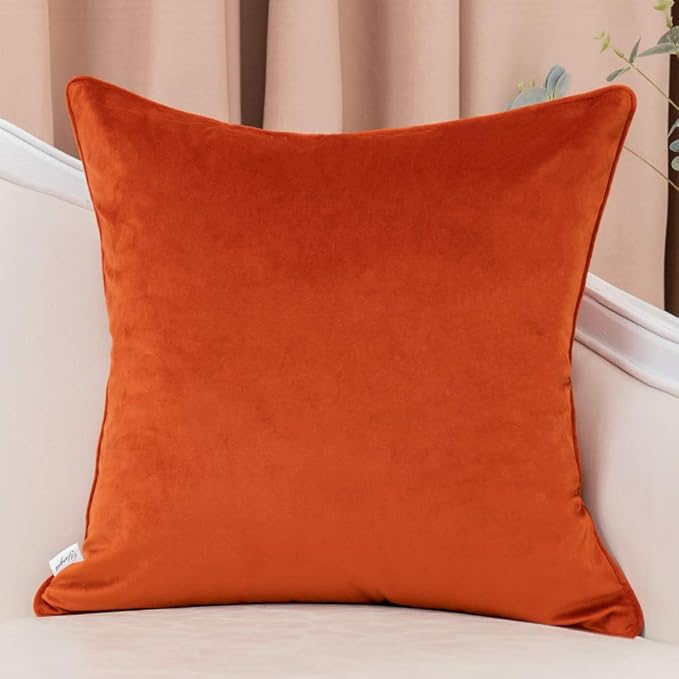 Yangest Orange Square Throw Pillow Cover Wavy Velvet Cushion Cover Modern - Image 2