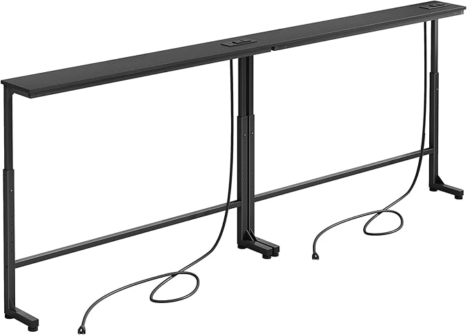 Kitstorack 2-Pack Black Narrow Console Table Behind Couch, Adjustable Height & by Kitstorack