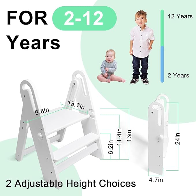 WOOD CITY Step Stool Foldable for Toddlers, Adjustable Kids Step Stool for - Image 4