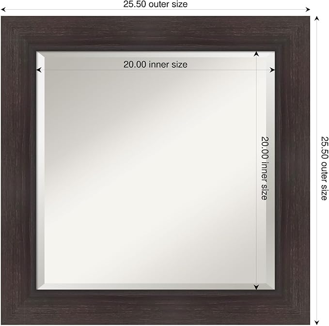 Amanti Art Brown Wall Mirror 26x26 Sloped Espresso Square Bathroom Mirror - Image 3