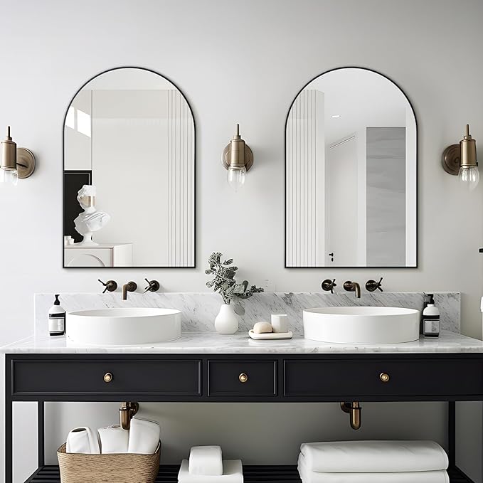 Arched Wall Mirror 20"X30", Modern Farmhouse Mirror Wall Mounted, Curved Arch - Image 2