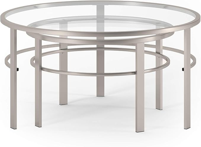 Henn&Hart Round Nested Coffee Table in Satin Nickel, Modern coffee tables - Image 10