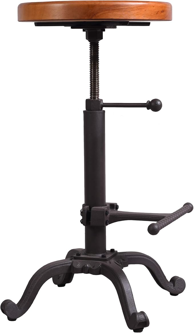 Topower Industrial Retro Vintage Farm Wooden Tractor Stool Kitchen Swivel - Image 4
