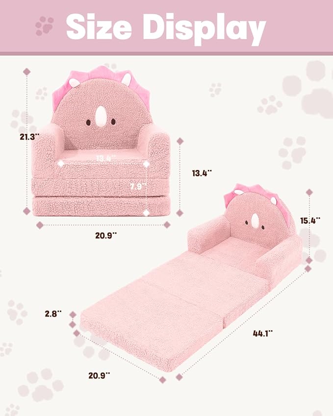 MOONBEEKI 2-in-1 Foldable Toddler Couch, Soft Sherpa Fabric - Image 3