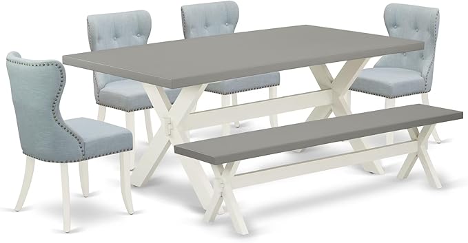 East West Furniture X097SI215-6 6 Piece Dining Set Contains a Rectangle Dining by EastWestFurniture