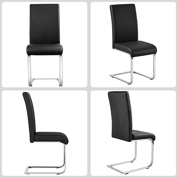 Yaheetech Dining Chairs Set of 6 Modern Faux Leather Upholstered Dining Room - Image 4