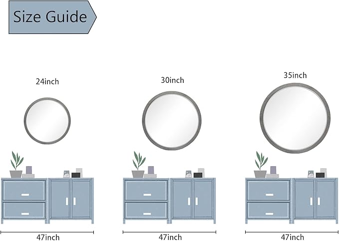 35" Round Wood Mirror, Rustic Circle Wall Mirror - Image 4