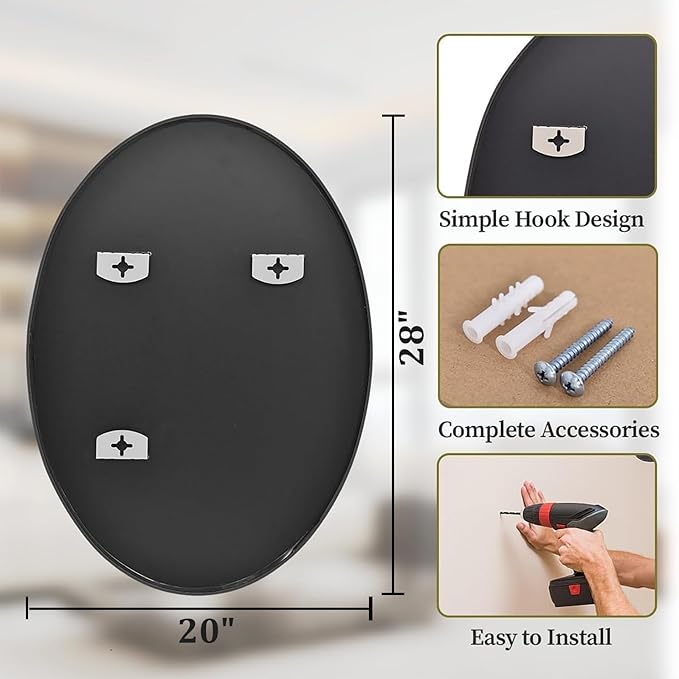 Koonmi Black Oval Bathroom Mirror, Oval Mirror - Image 5